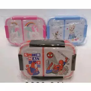 TEMPAT MAKAN LUNCH BOX ANAK KARAKTER UNICORN/FROZEN/SPIDERMAN 9020