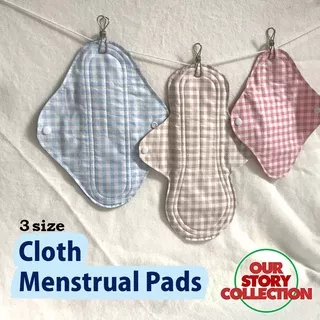 Menstrual Pad Handmade 3 Size / Cotton Mens Pad / Reusable Sanitary Pad / Pembalut Kain Katun Wanita