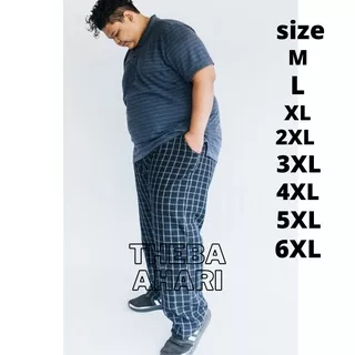 KRAMER  Celana Panjang  Pria Tartan Kotak2 Jumbo Super BigSize Warna Hitam Abu Navy All Size M-6Xl