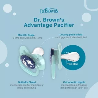 Dr. Browns Advantage Pacifier 0-6 Months Empeng Bayi empeng bayi ANTI TONGGOS dot bayi murah