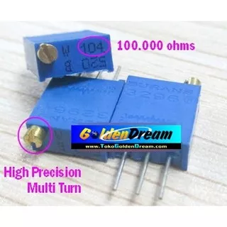 Potensiometer presisi 100K ohm multiturn - adjustable resistor variabel potensio meter 100000 ohms