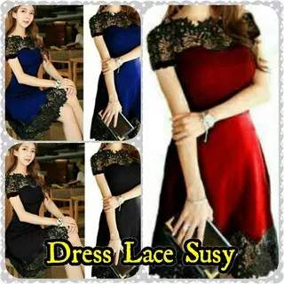 Baju Wanita Pakaian Cewek Fashion Perempuan Dress Lace Susy