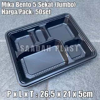 (ISI 50) Mika Bento 5 Sekat Besar + Tutup / Tray Bento / Kotak Makan / Lunch Box