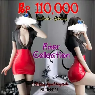 Clubbing dress hitam merah rok latex (BRLIN477) by AMOR COLLECTION