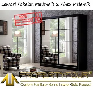 Lemari Pakaian | Baju | Bahan Tebal | 2 Pintu Sliding | Jumbo | Grid | Melamik | Hanya JABODETABEK