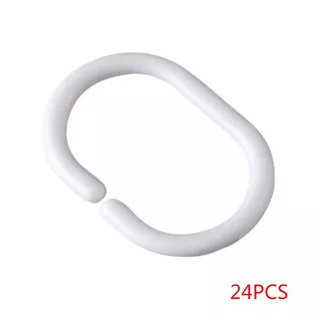 24pcs/Set White Plastic C Shape Bath Drape Shower Ring Loop Bendable Bathroom Curtain Hooks