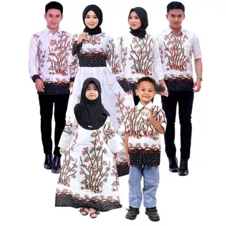 motif bambu putih baju batik couple keluarga seragam gamis blouse anak putri hem kemeja tunik dress