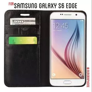 Flip Cover Samsung Galaxy S6 EDGE Wallet Leather Case Classic Style - Casing Kulit
