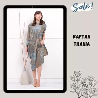 THANIA  N6E8 Kaftan Dress Batik Elegan/Real Bagus/Terbaru/Dress Batik Bahan Satin Halus Preium Modern