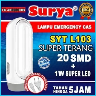 Lampu Senter Emergency Lamp Surya SYT L 103 L103 20 SMD LED + 1W Super LED SENTER