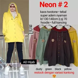 ATASAN WANITA JUMBO OVERSIZE JAKET HOODIE KAOS TWOTONE NEON JIKKO JACKET BY AD HIJAB