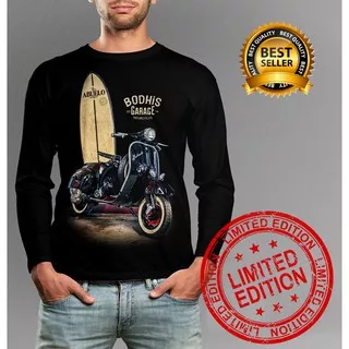 Kaos Pria Lengan Panjang Vespa Black Ukuran L / XL / Bunny Shop