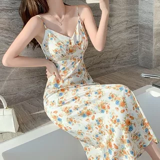 [Premium]Korean Flowers Long Dress C626 (S/M/L)