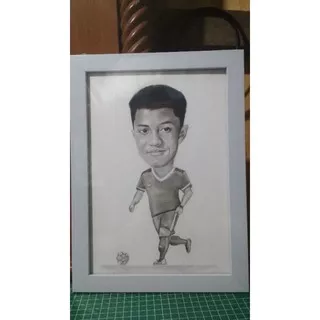 JASA LUKIS WAJAH / SKETSA WAJAH HITAM PUTIH A4(21X30)CM + FREE FRAME/BINGKAI