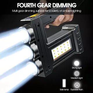 LINTEMAS Senter Untuk Security Professional USB Rechargeable Real 800 Lumens LED Flashlight Torch High power led flashlights 5 Switch Mode USB Rechargeable Powerful flashlight With Side Light Camping Ultra Bright torch Light