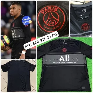 Jersey Baju Bola Paris Saint Germain PSG SG Import 3rd Kit Third 2021 2022 Neymar Jr 2021/22 New Shirt Putih 21/22 Kylian Mbappe Lionel Messi GOAT Verratti Ketiga Hitam Sergio Ramos 2021/2022 Les Parisiens The Parisians Achraf Hakimi 	Ángel Di María