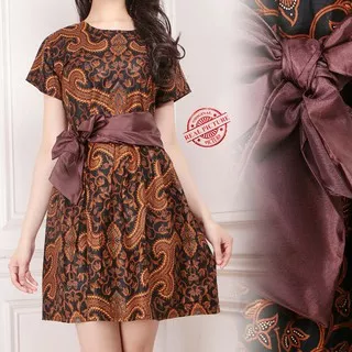 Riani Dress batik maxi pendek wanita mini dress fit to L