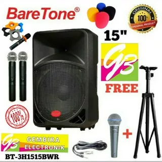 Speaker Portable Meeting Baretone 15 inch 15bwr 250 watt Free stand dan mic Shure