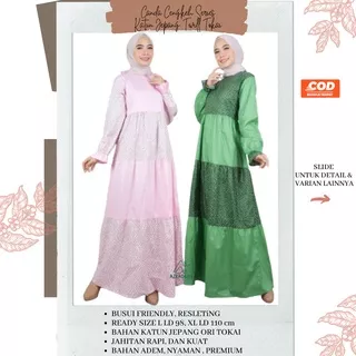 Fashion Muslim Wanita Gamis Katun Jepang Original Grosir Canda Susun Dres Umpak Busui Size L XL