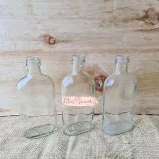 Vas botol kaca gepeng | bottle vase | vas bunga | Vas bunga botol