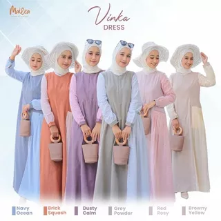 MAILEA VINKA DRESS GAMIS ONLY MURMER Bahan Katun Oxford Polos dan Katun Jepang Motif Kotak