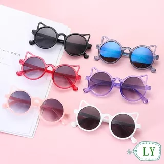 LY Cute Sun Glasses for Boys Girls Summer Driver Goggles Kids Sunglasses UV400 Cat Ears 2021 New Shades Children Eyewear/Multicolor