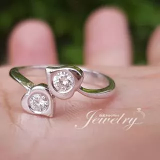 Cincin Emas Putih 40% Berlian Asli Natural Diamond Cincin Kawin Tunangan Nikah Murah