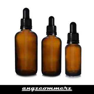 Botol kaca pipet 30ml amber/coklat doff/frosted - Ring hitam segel I Botol Tetes  30 ml Amber Tebal