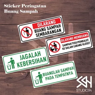Stiker Peringatan | Sticker Penunjuk | DILARANG BUANG SAMPAH - JAGA KEBERSIHAN | 25x10