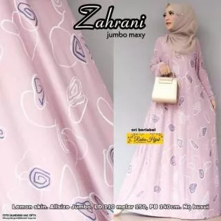 Gamis Dress Muslim Wanita Cantik Jumbo Size Lemon Skin New Zahrani Maxi