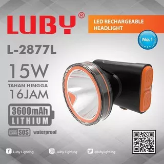 Senter kepala Luby LED 15W L-2877L Headlamp Luby baterai Lithium