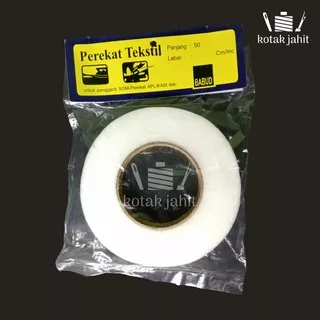 perekat tekstil 2 sisi untuk pengganti SOM perekat aplikasi lem kain sum soom hemming tape per roll gulung isi 50 yard 45 m meter visofix pisofix lebar 1 cm lokal prekat textile bahan