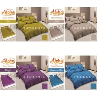 SET BEDCOVER ALOHA POLOS EMBOSS 180X200CM KING SIZE 6KAKI BED NO 1 TERBARU TERLARIS TERMURAH