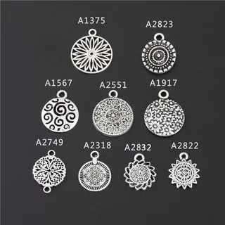 1pc Liontin Antik Bentuk Bunga Bulat Bahan Zinc Alloy Handmade Diy