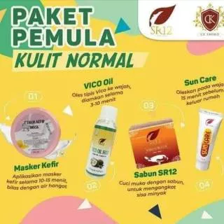 Paket pemula SR12 untuk kulit normal/ kulit kusam/ mencerahkan wajah/ pemutih wajah aman bpom/ sr12