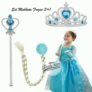 Set Mahkota frozen / Pesta elsa frozen / Crown Frozen Elsa 3 in 1 / mahkota rambut tongkat frozen