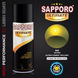 SAPPORO ULTIMATE UCT03 ULTRA CANDY YELLOW CAT SEMPROT 400 ML CAT MOTOR AEROSOL PYLOX CANDYTONE YELLOW KUNING UCT 03 PILOKS PILOX PILOK DITON PREMIUM SAPORO SAMURAI SHOGUN MEDAN BINJAI SUMATERA