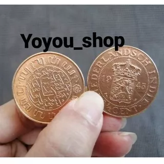 Koin uang Asli kuno Benggol Nederland Indie 2,5cent logam lama Nederland Indie 2 1/2 sen tahun 1945