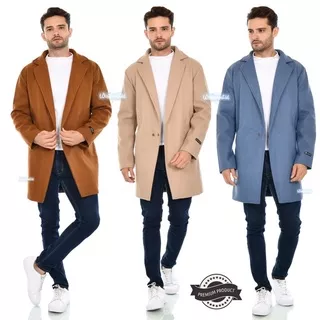 Men wool coat mantel pria import hangat jaket cowok korea panjang big size jumbo raffi wol jacket