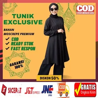 Baju Tunik Wanita Tunik Lengan Muslim Wanita Panjang Busui Friendly Tunik PremiumTunik Hitam