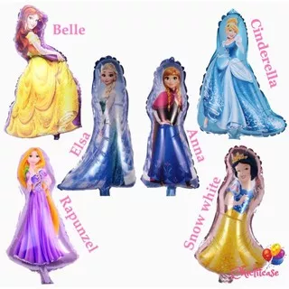 Balon foil princess elsa anna rapunzel snow white ariel belle