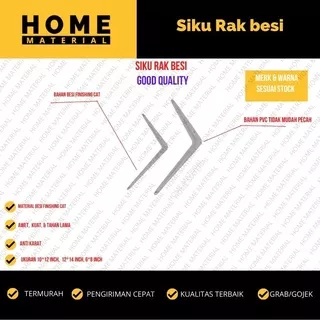 SIKU RAK BESI L ABU SHELF BRACKET 6x8 / 8x10 / 10x12 / 12x14 / PENYANGGA AMBALAN 1PCS BESI PENYANGGA/SIKU RAK/PENYANGGAH RAK BESI KUAT