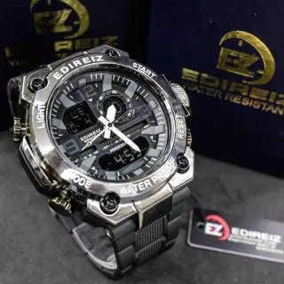 JAM TANGAN PRIA EDIREIZ ORIGINAL 3275 DUALTIME WATERRESIST PLUSBOX EDIREIZ REALPICT