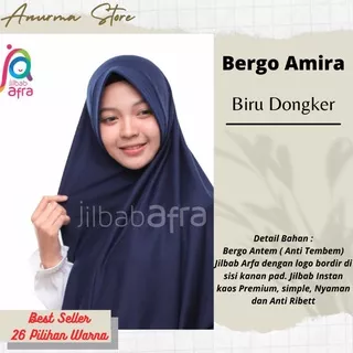 Jilbab AMIRA warna Biru Dongker - Size M,L,XL,JUMBO -Bergo Antem Jilbab Arfa