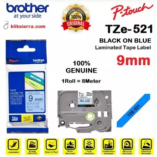 BROTHER TZe-521 9mm PTouch Tape Label TZe521 Black on Blue