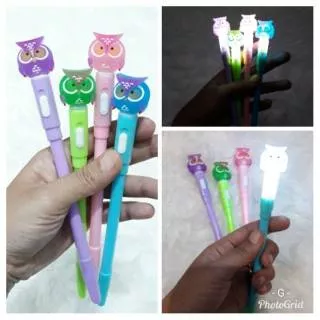 PULPEN GEL BERLAMPU OWL / PULPEN KARAKTER / GEL PEN / INK GEL PEN / PENA LAMPU BURUNG HANTU .