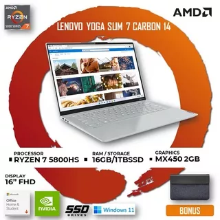 LENOVO YOGA SLIM 7 PRO 14 2.8K RYZEN 7 5800HS 16GB 1TBSSD MX450 2GB W11+OHS 14.0 SLV -46ID