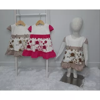 ( 6-18 Bulan ) Baby Dress Perempuan Bunga Pink Choco Free CD Baby