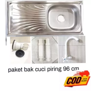 Wastafel Cuci Piring 96Cm Bonus Selang Kran FS Dan Afur Bak Cuci Piring/ Wastafel