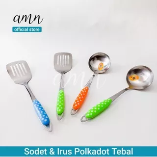 Sodet Irus Polkadot Stainlees steel Tebal Spatula Susuk Penggorengan Centong Sayur